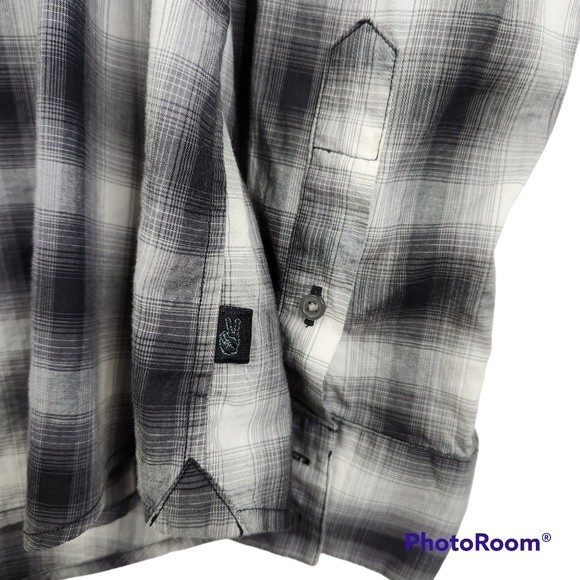 JOHN VARVATOS Black and Gray Plaid Lightweight Button Down Shirt - Picture 5 of 7